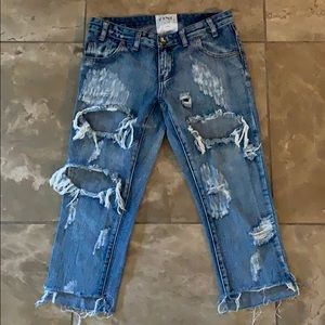 One Teaspoon Custom Cropped Trashed Free Birds 25